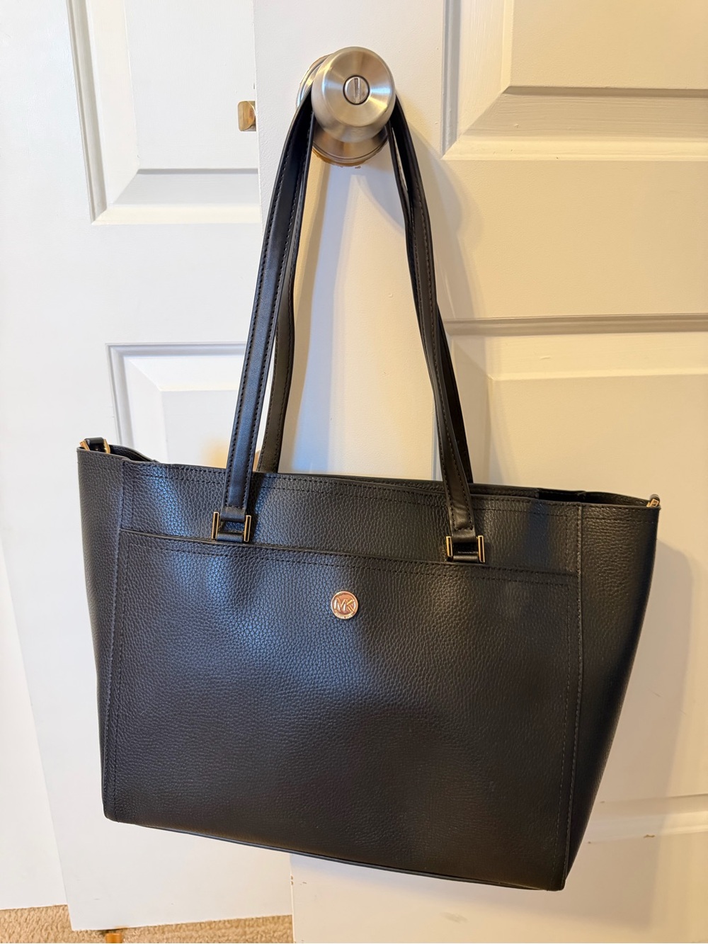 Michael Kors Black Leather Tote with detachable crossbody